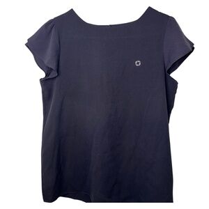 Chase Lands' End Women Blue Flutter Sleeve Boxy Blouse Navy (8)